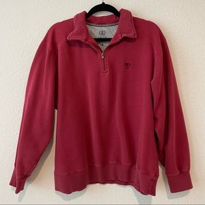 IZOD Half Zip Pullover Sweater - XL Red Cotton Sweatshirt Jacket Track
